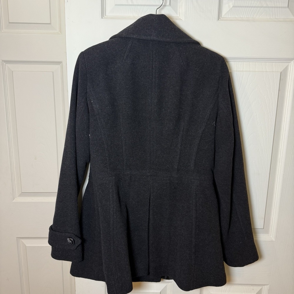 London Fog Women's Wool Blend Double Breasted Pea Coat Dark Grey L Classic - Picture 7 of 12